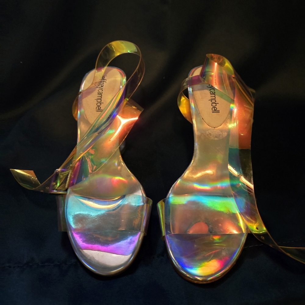 Iridescent Jeffrey Campbell Twelve Heels 6 Holographic Clear Lucite - Picture 10 of 10